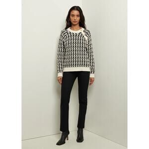 DEREK LAM 10 Crosby Sawyer Black Ivory Long Sleeves Gold Button Sweater Size XXL